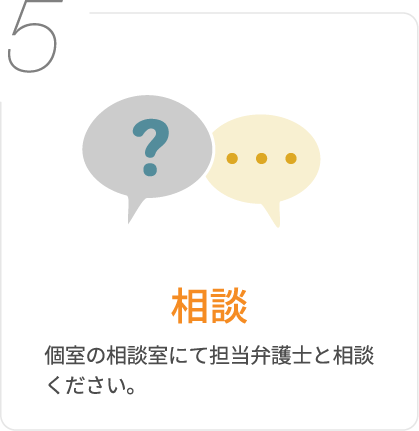 5.相談/個室の相談室にて担当弁護士と相談ください。